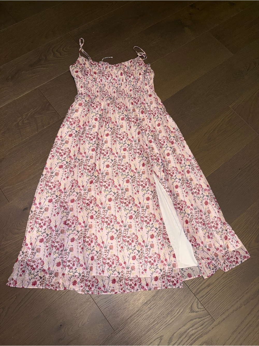 Wilfred Pink Floral Midi Dress with Slit